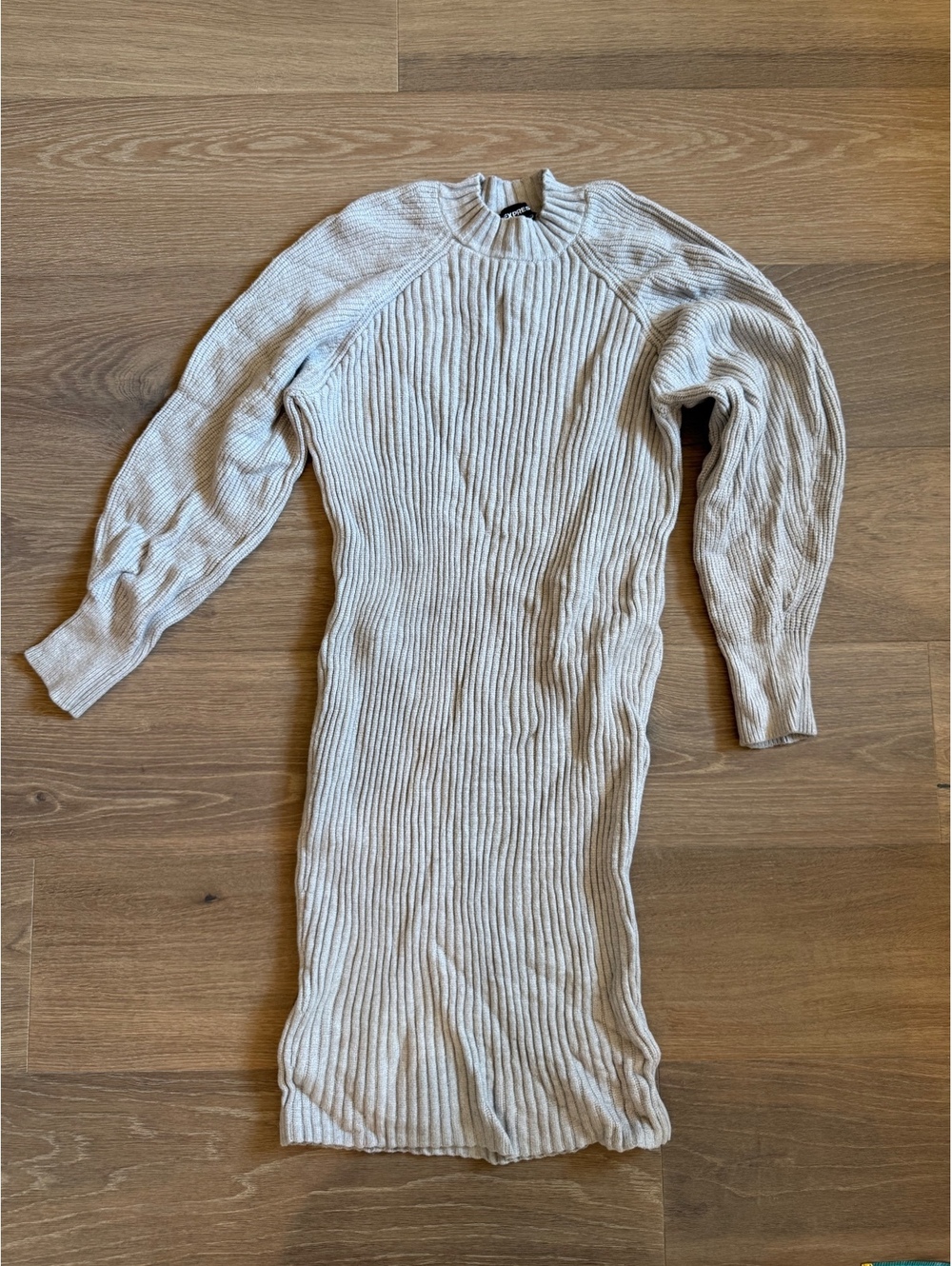 Express Ribbed Knit Long Sleeve Sweater Dress XS grey bodycon